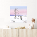  Roze ijzige ochtend in Lapland