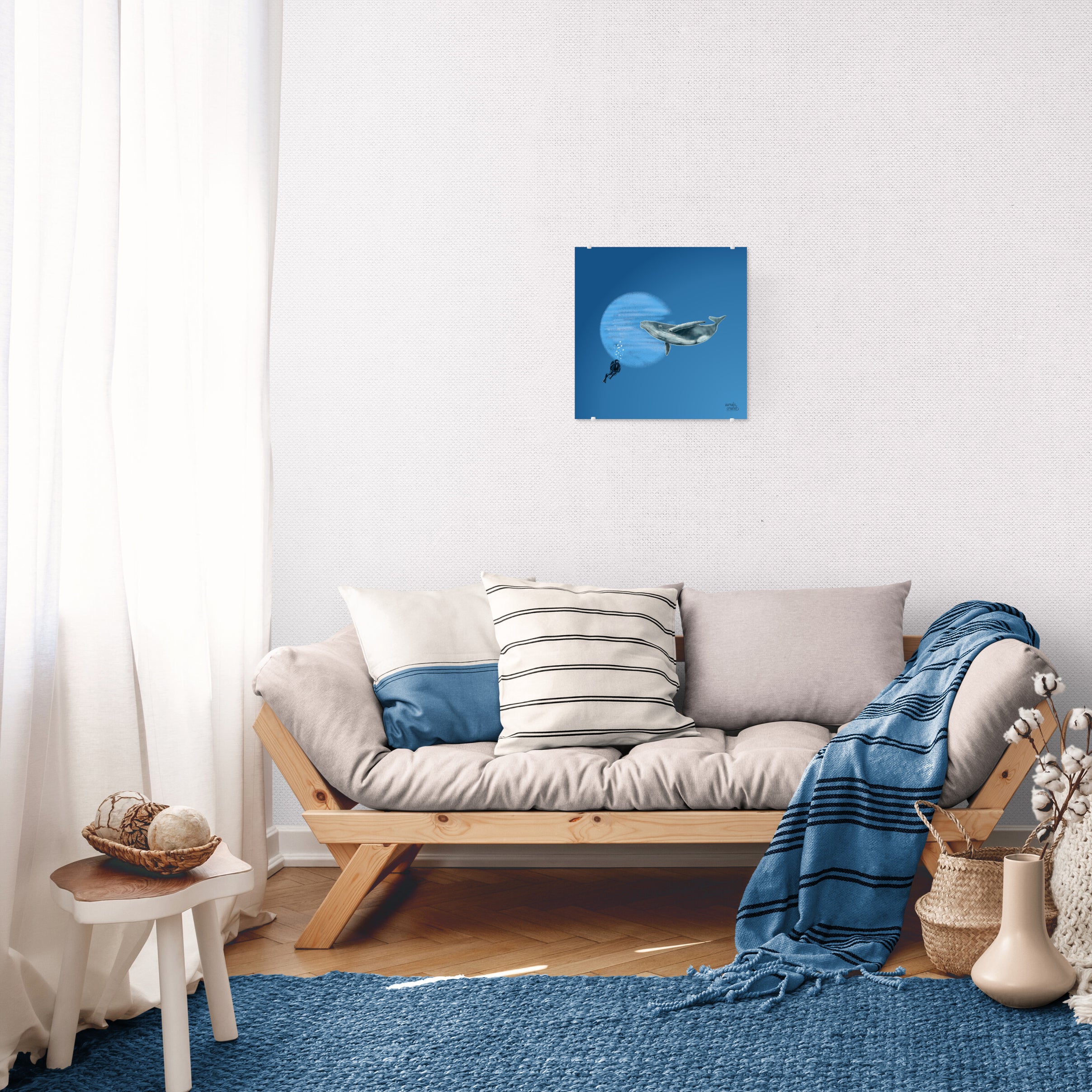 A scuba diver and a humpback whale