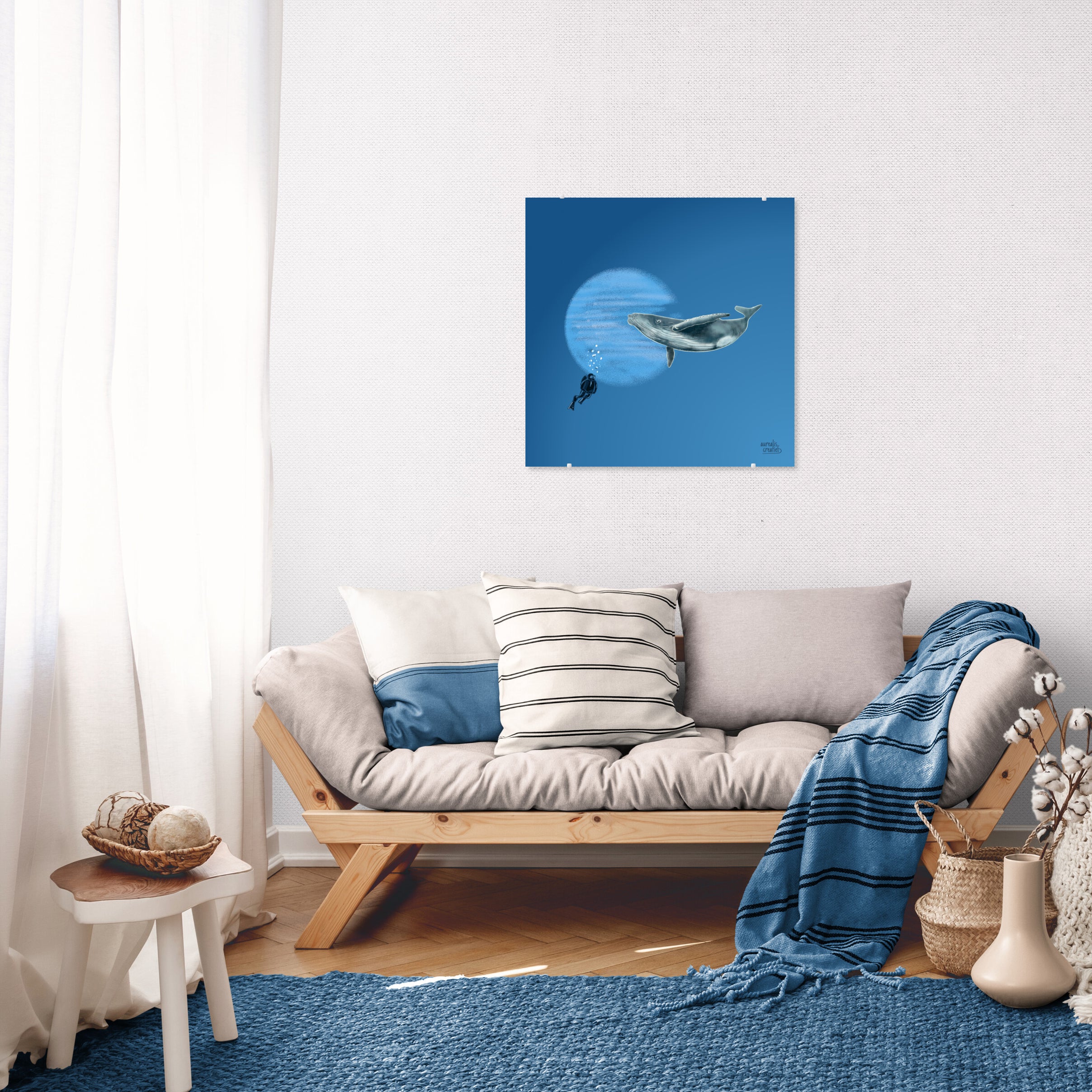 A scuba diver and a humpback whale