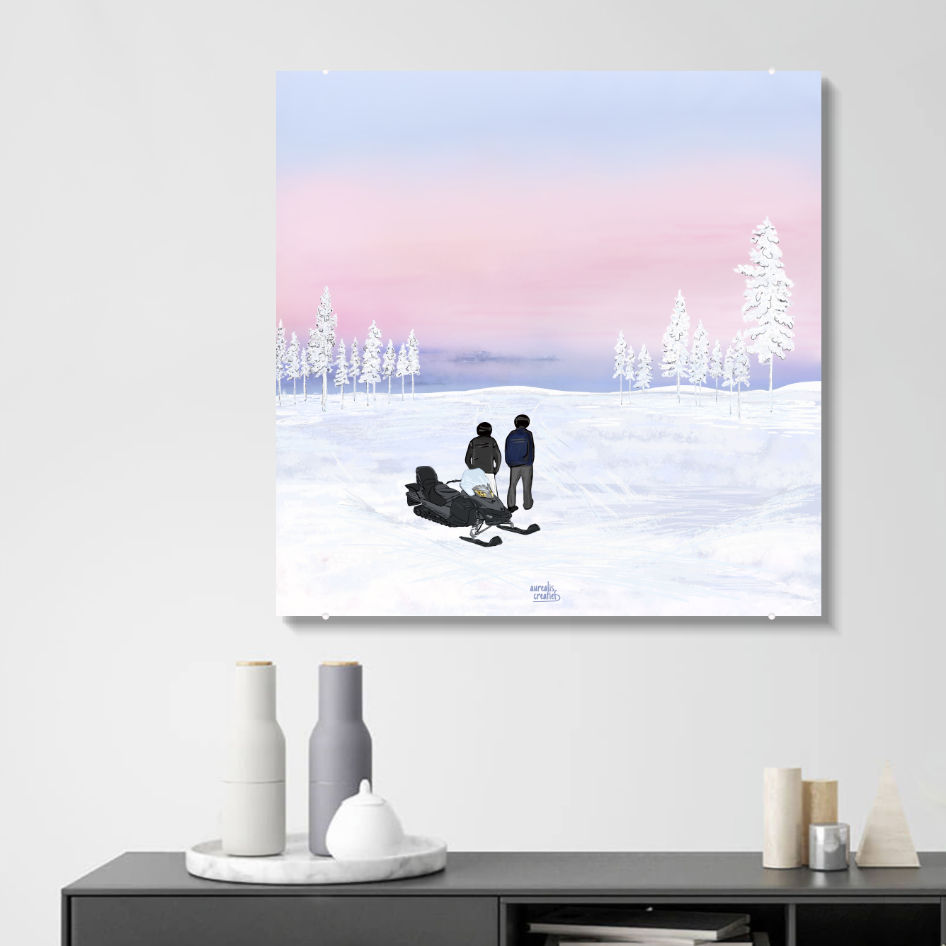  Sneeuwscooter Avontuur – Roze Hemel