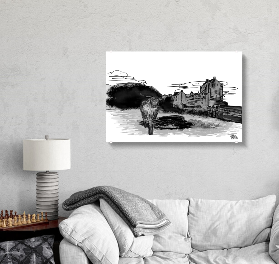 Highland Cow & Castle