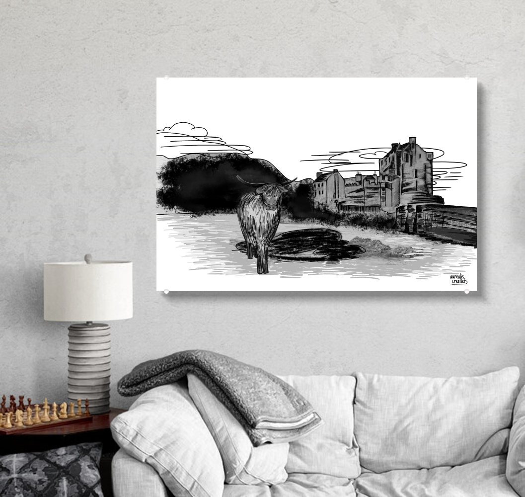 Highland Cow & Castle