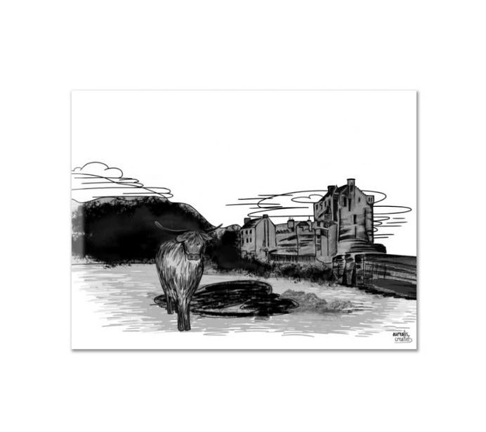 Highland Cow & Castle